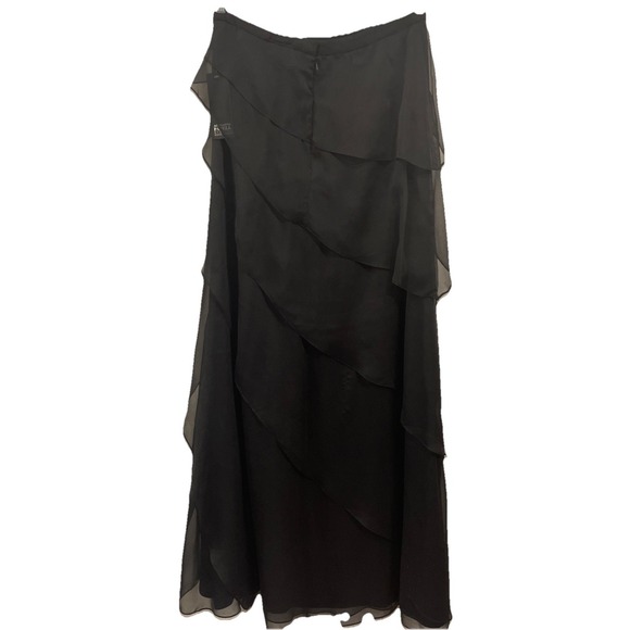 Adrianna Papell Black Layered Ruffle Zip Back Maxi Skirt NWT Women's Size 10 - Picture 6 of 15